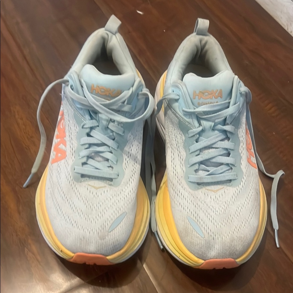 Hoka Blue and Orange Athletic Shoes with Supportive Sole